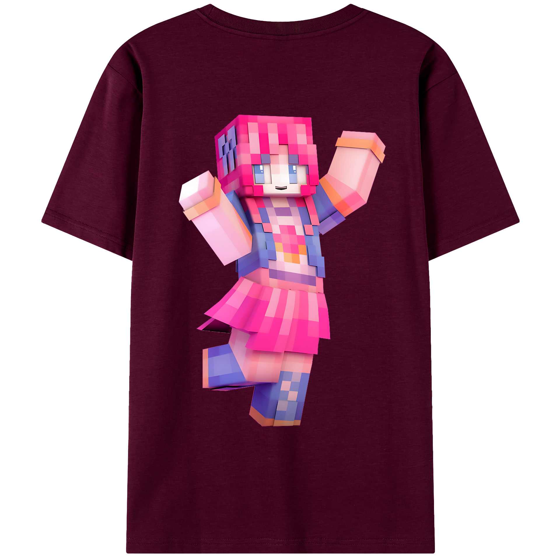（画像用） マインクラフト ブロックの世界 Minecraft MC Block world レディース半袖Tシャツ(バックプリント)